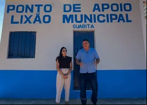 Prefeito Rogério Castro e a secretária municipal de Meio Ambiente, Ana Carla